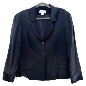 Cropped Jacket 100% Silk Black Size 14 Anita Belle